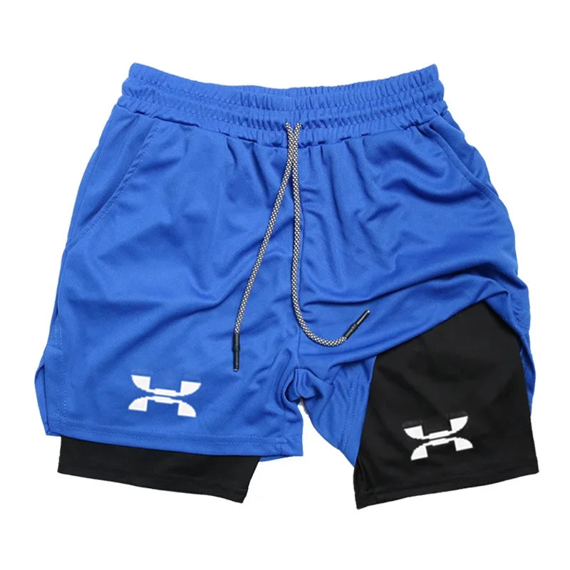 Pantalones cortos deportivos 2 en 1 para hombre, de secado rápido, para entrenamiento, gimnasio, fitness, correr, verano, FD22273300