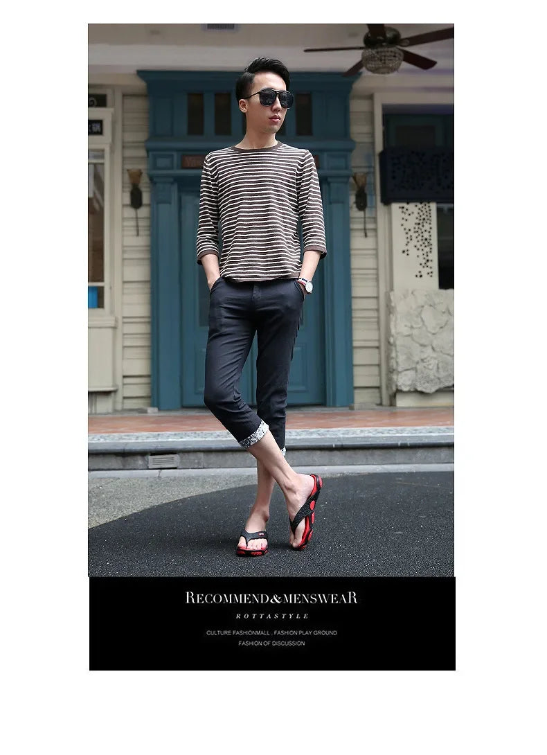 Men's Summer 2025 Trendy Flip-Flops Beachwear Slippers Anti-slip Deodorant Casual Shoes Plastic Slip-On Sandals for Adults