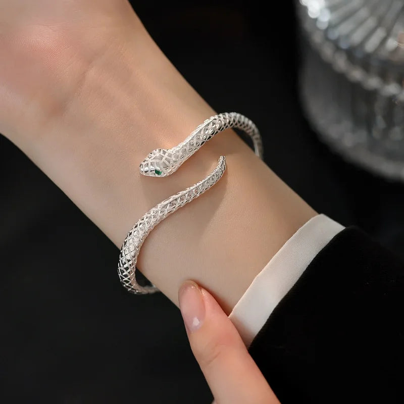 925 Sterling Silver Snake Shape Bracelet for Women, Beautiful Jewelry, Temperament Charm, Birthday Party Gift, Free Shipping 