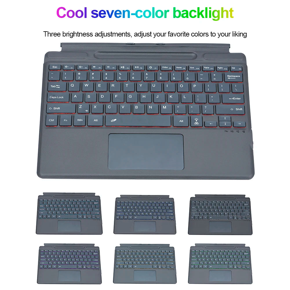 Bluetooth-compatible 5.0 Keyboard 3 Light Modes Gaming Keyboard 10m Operating Distance Magnetic Keyboard for Surface Pro8/X/Pro9