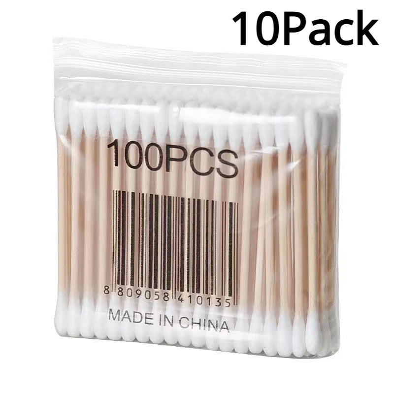 Hisopos de algodón de doble punta para desmaquillaje doméstico, limpieza de oídos, higiene, hisopos de algodón desechables de cabeza redonda.