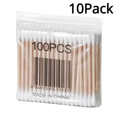 Hisopos de algodón de doble punta para desmaquillaje doméstico, limpieza de oídos, higiene, hisopos de algodón desechables de cabeza redonda.
