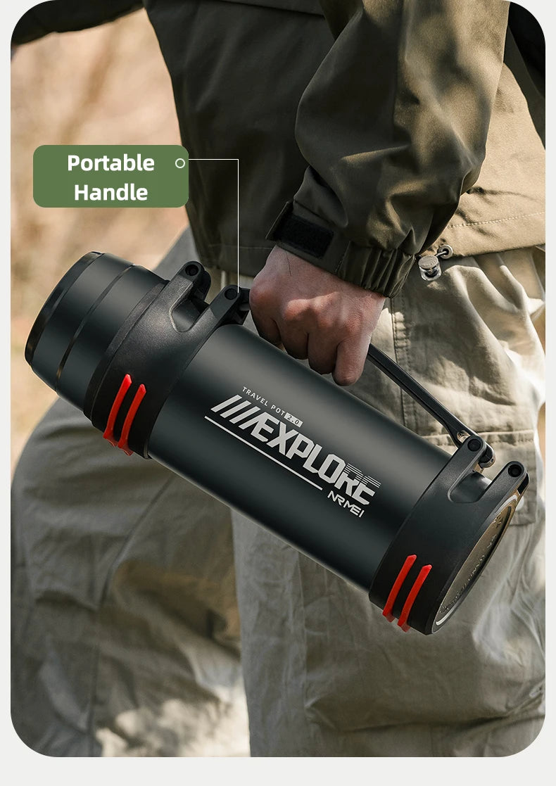 Large Capacity Thermos Bottle with handle Double-wall vacuum Insulated Bottles Leakproof Water Jug for Travel Hiking Camping