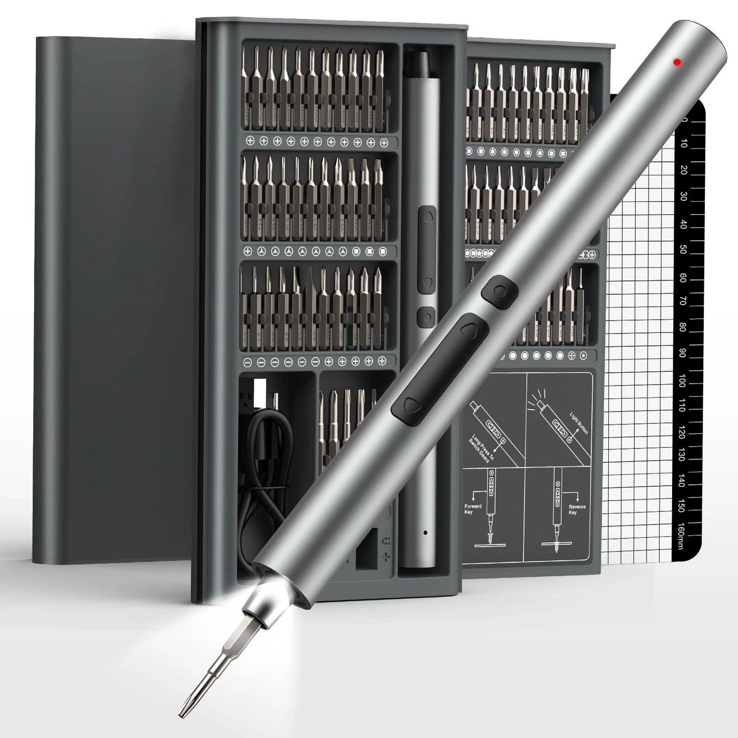 Juego de destornilladores eléctricos de precisión 75 en 1 con 71 puntas magnéticas Phillips/Torx y 3 luces LED, herramienta multifuncional de reparación eléctrica.
