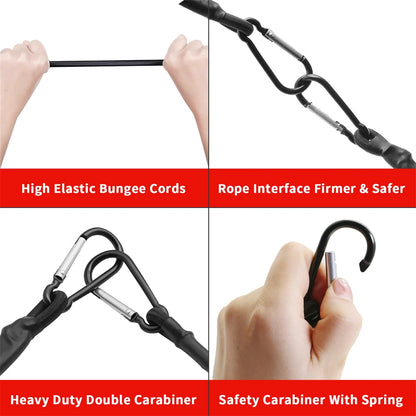 Cuerdas elásticas de 30/60/90/120/150 cm, 8 mm, con ganchos, ligeras, para atar bicicletas, equipaje de coche, correas para portaequipajes de techo.