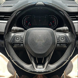 3PCS Carbon Fiber Car Round Steering Wheel Cover Non-Slip Steering Cover Protector Anti Dust Washable Interior Auto Accessories