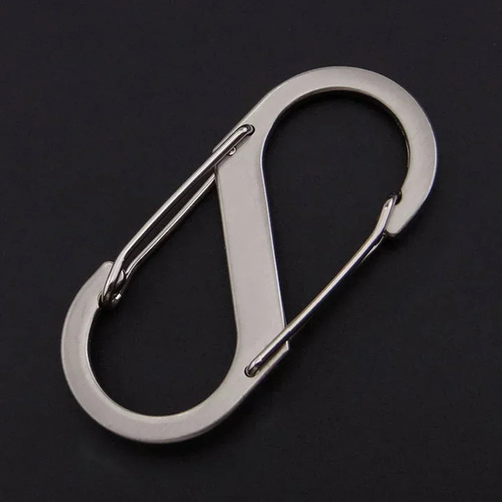 10Pcs S Type Mini Keychain Hook Stainless Steel Carabiner With Lock Anti-Theft Outdoor Camping Backpack Buckle Key-Lock Tool
