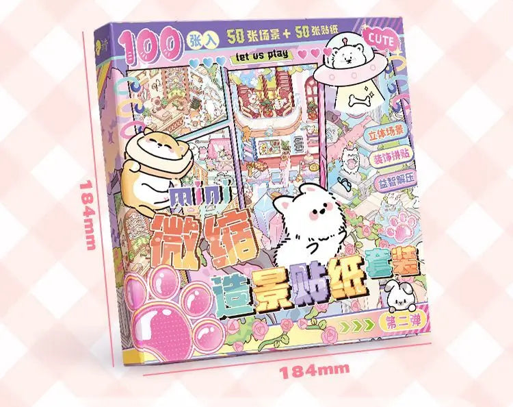 50 in 1 landscape stickers miniature scene collection 3d three-dimensional girls children's educational toys