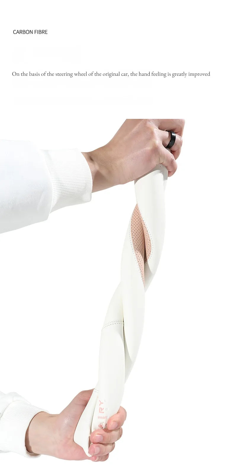 Perforated Nappa Leather Car Steering Wheel Cover Warm in Winter and Cool in Summer, Universal 15 Inch,  Anti-Slip, Odorless