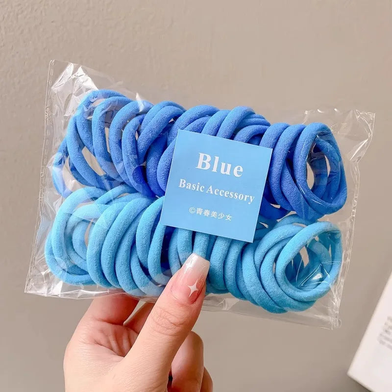 50PCS Colorful Ealstic Hair Rope Ponytail Hold Scrunchie Rubber Band For Women Basic Nylon Hair Bands Elastic Seamless Girls