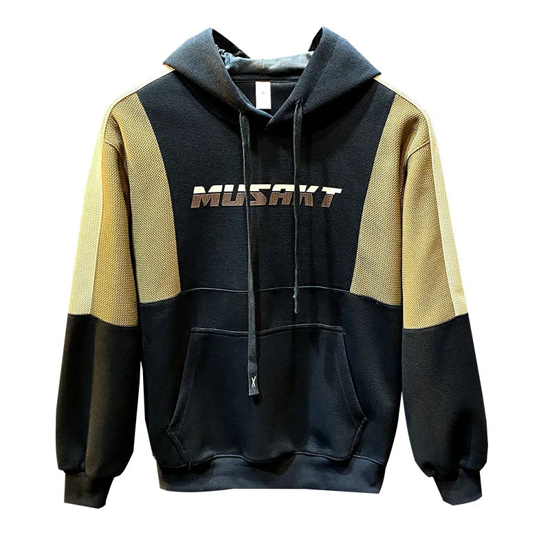 Sports splicing contrasting hooded sweatshirt for men, 2024 autumn and winter new jacket, high-end and casual trendy brand top