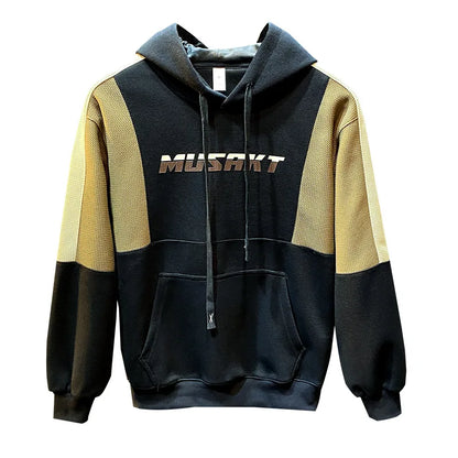 Sports splicing contrasting hooded sweatshirt for men, 2024 autumn and winter new jacket, high-end and casual trendy brand top