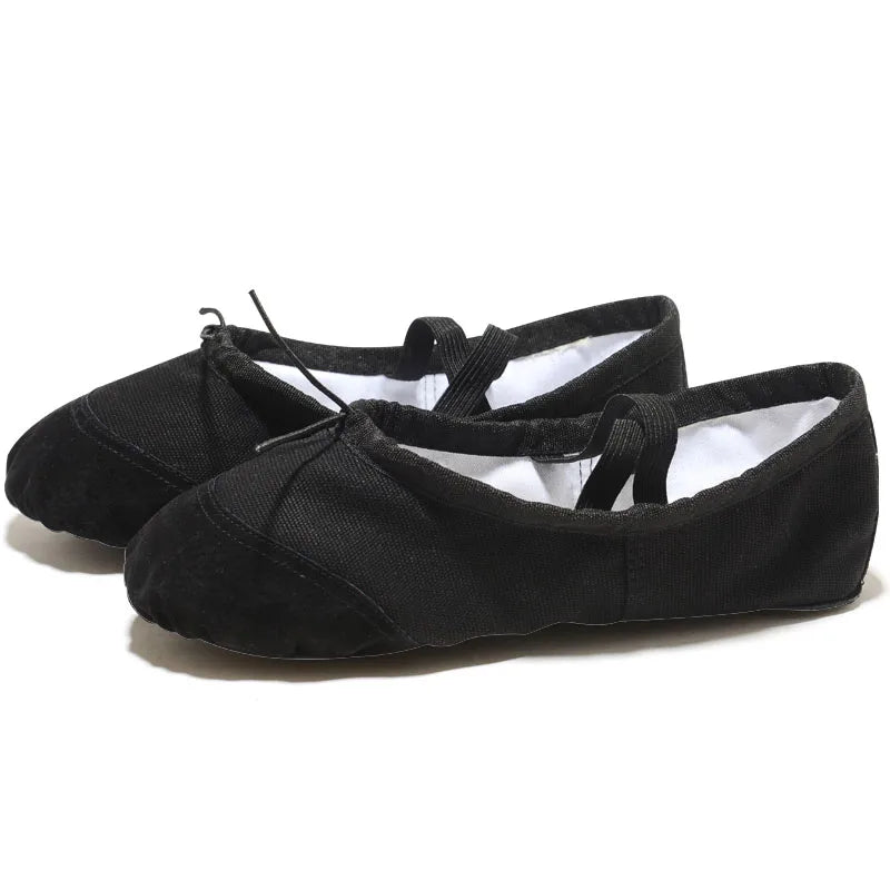 Flat Head Slippers for Kids, Soft Ballet Slippers, Belly Dance Shoes, Yoga, Gym, Black and White, Women and Men
