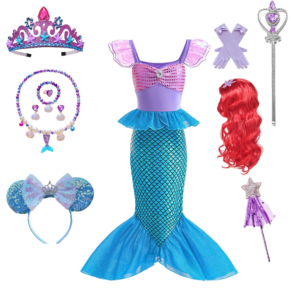Children's Mermaid Cosplay Costume Girls' Role Play Costume Carnival Halloween Birthday Party Costume Summer Princess Dress