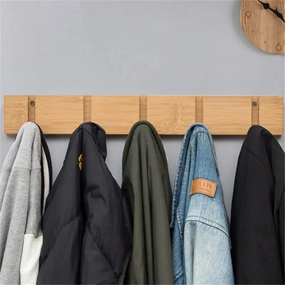 Colgador de llaves de bambú para colgar en la pared, organizador de pared, perchero rectangular, ganchos para abrigos, decoración del hogar, perchero