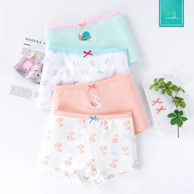 Shorts de boxer de algodão puro infantil, roupas íntimas sem costura sem virilha, cuecas grandes médias, meninas