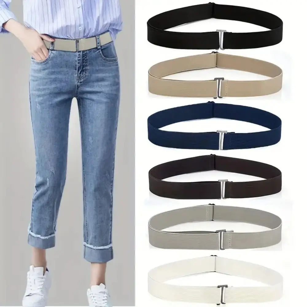 Adjustable Stretch Elastic Waist Band Invisible Belts Buckle-Free Belts for Women Men Jeans Pants Dress No Buckle Easy To Wear