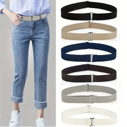 Adjustable Stretch Elastic Waist Band Invisible Belts Buckle-Free Belts for Women Men Jeans Pants Dress No Buckle Easy To Wear