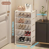 Espaço-economia sapato organizador, armação de metal, sapateira intercalar, T1 prateleira para entrada corredor, sala de estar, tecido, 1pc, 6 camadas, 8 camadas