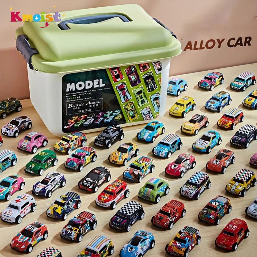 Mini coche de aleación con caja de almacenamiento, coches fundidos a presión, juguetes para niños, vehículo de inercia deslizante, kit de juguetes para niños, regalos para niños
