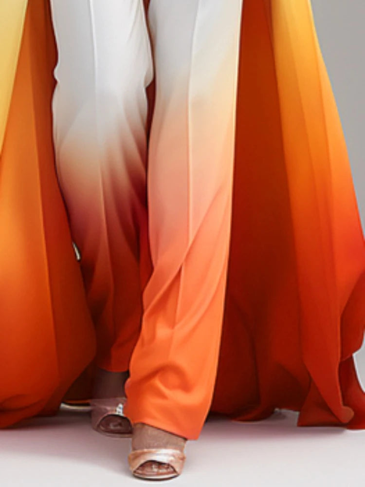 Beautyblue Gradient Suit Pants Women's Pockets Pants 2025 New High Waisted Loose Temperament Trousers Female Office Commute