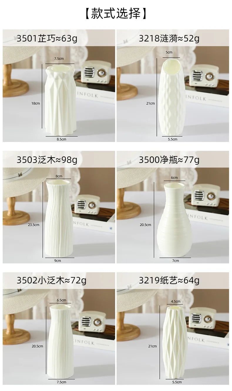 4066 Simple Plastic Vase Silver Willow Hydroponic Flowers Artificial Flower Vase Desktop Living Room Decoration Ornaments