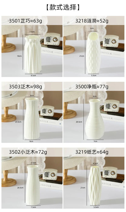 4066 Simple Plastic Vase Silver Willow Hydroponic Flowers Artificial Flower Vase Desktop Living Room Decoration Ornaments