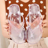 Beach Flip Flops for Women Thong Sandals Summer Jelly Shoes Girls Transparent Slides Solid Fashion PVC Flat Non-Slip Slippers
