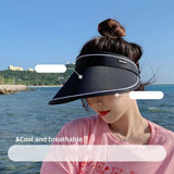 New Sun Hat Women's UV Protection Sun Hat Summer Empty Top Cap Large Brim Outdoor Cycling Face Shade Hat Woman