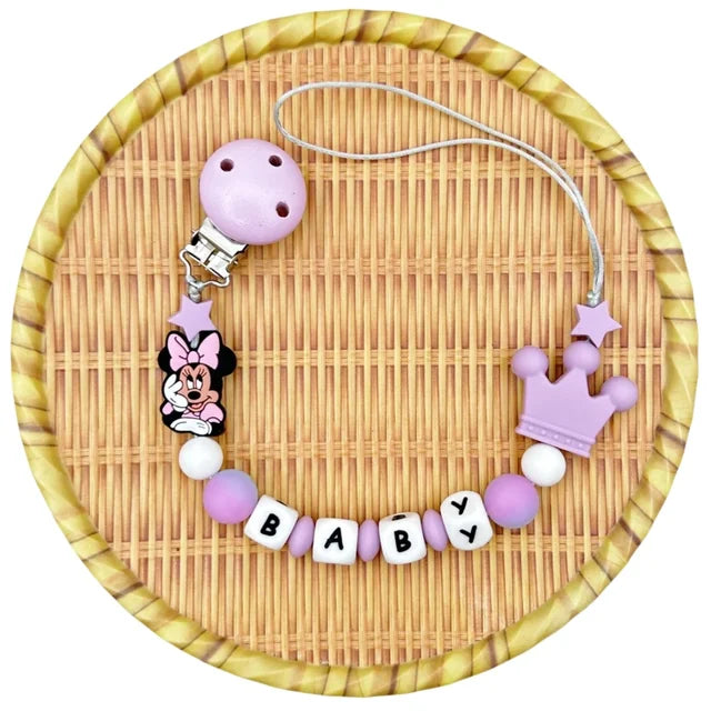 Cartoon Silicone Luminous Beads for Baby, Pacifier Clips, Chain Holder, Teether, Personalized English and Russia Name, Kawaii Toy 