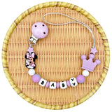 Cartoon Silicone Luminous Beads for Baby, Pacifier Clips, Chain Holder, Teether, Personalized English and Russia Name, Kawaii Toy 