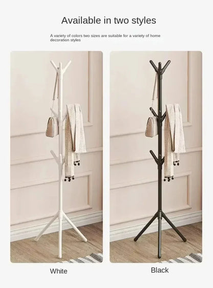Clothes and Hats Rack Floor To Floor Bedroom Coat Hook Tree Hanger -Multi-hook Floor Vertical Coat Rack with Movable and Conve