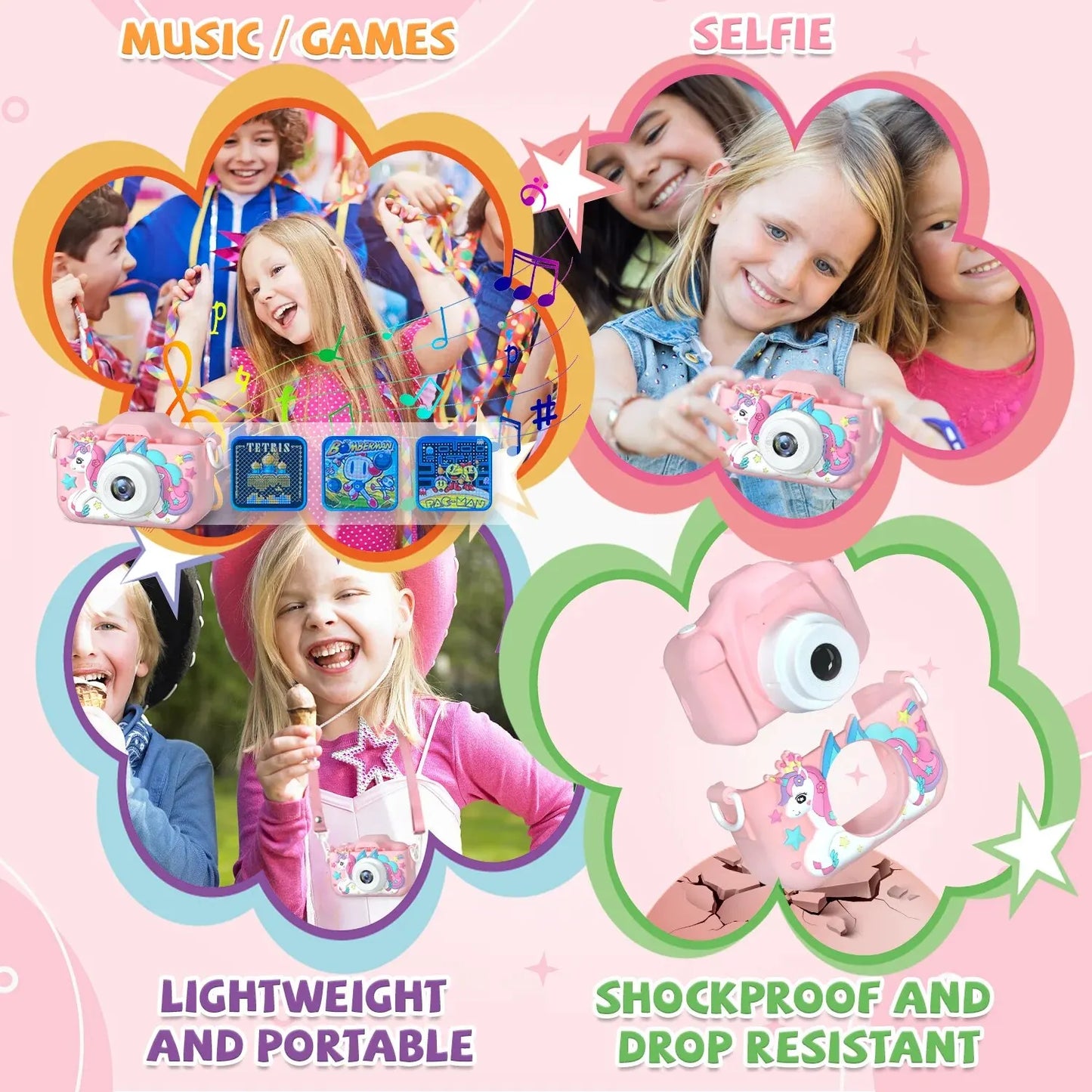Cámara digital para niños de 1080P HD, cámara de vídeo de 2 pulgadas con funda de silicona, ideal para Navidad y cumpleaños.
