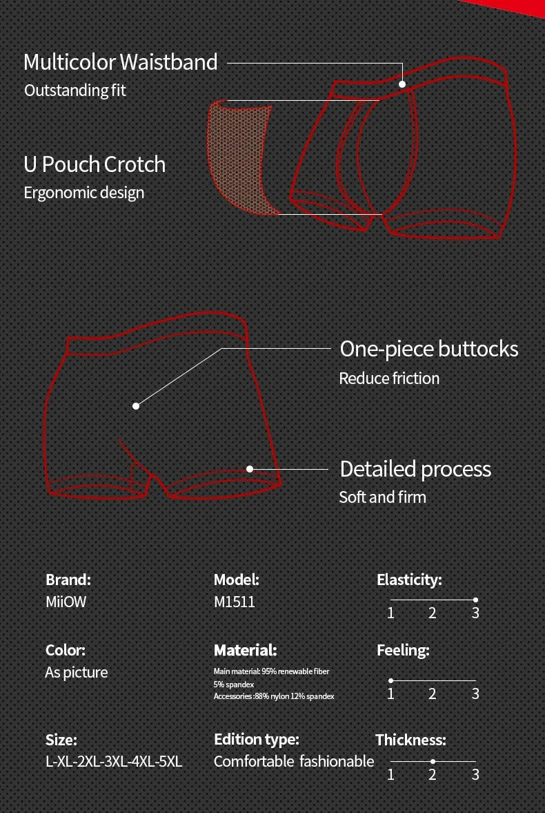 MiiOW 3Pcs Lot Men Boxer Shorts Graphene Antibacterial Ice Silk Underwear Man Boxershorts Seamless Breathable Male Panties L-5XL