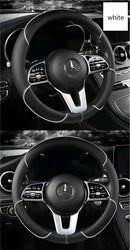 All Seasons Leather Diamond Steering Wheel Cover Universal Fit for 14 .5-15 Inch Durable Leather Cover Anti-Slip Veins Design