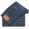 2025 men's fashion business jeans classic style casual elastic slim fit jeans men's denim pants black blue