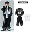 Boys Hip Hop Pullover Street Dance Cargo Pants Girls High Collar Sweatshirt Outfits Kids Jazz Sport Clothes Set Child Streetwear