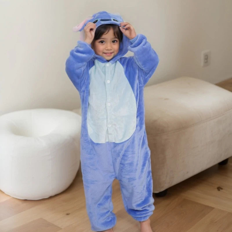 Lilo Stitch Cosplay Costume Boys Girls Spider Pajamas Plush Winter Warm Clothes for Boys Girls Halloween Christmas Gifts