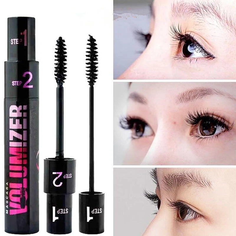 1PC 2in1 Black Double Purpose Mascara Waterproof Lengthen Lash Extension Sweatproof Curling Brushes Eye Fiber Mascara Eyelashes