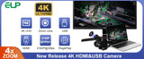 ELP 4K HDMI Camera H.264 Video Conference USB Camera with 2.8-12mm Manual Zoom Lens IMX415 Industrial CCTV Camera for Windows