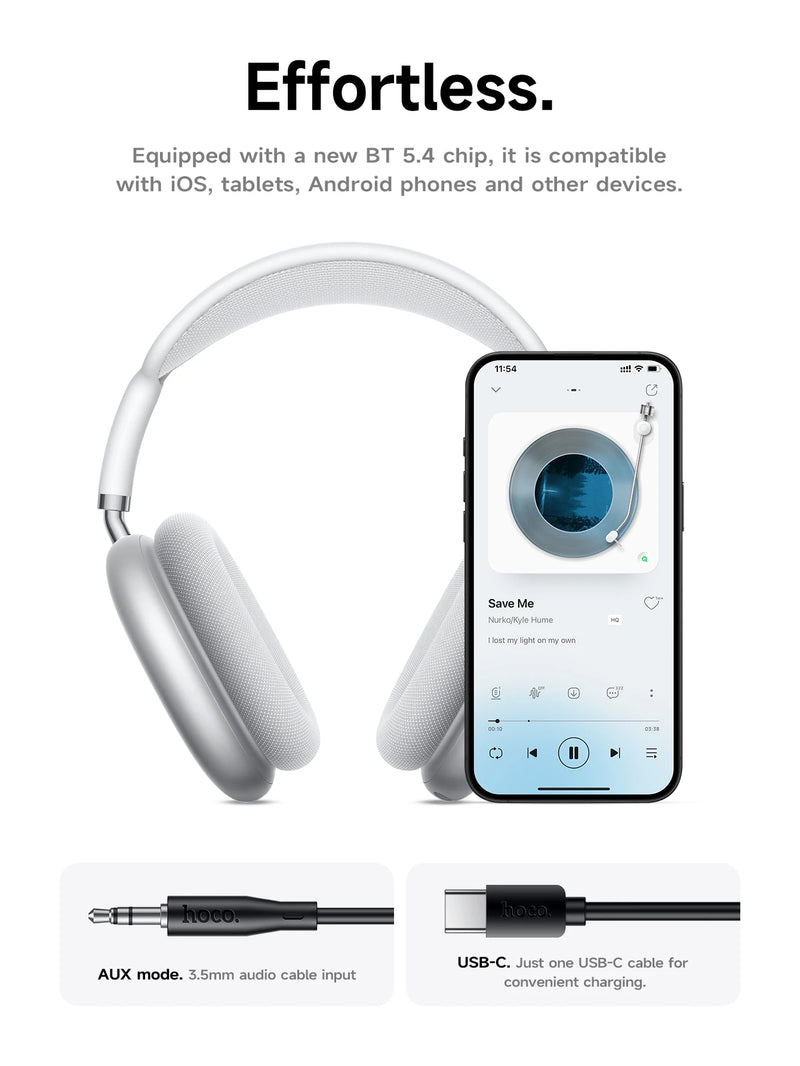 HOCO W65 New Bluetooth 5.4 Headphone Over Ear Big Earphones Hifi Audio Music Sport Gaming Headsets for Iphone Android With Mic