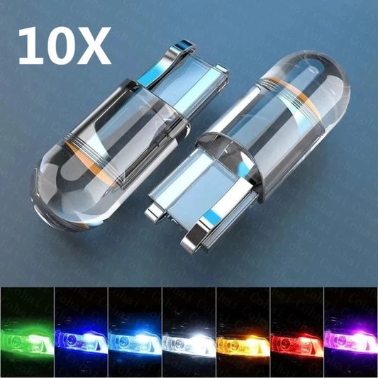 10 luces LED T10 W5W 194 superbrillantes, COB, para señalización de coche, accesorios de iluminación, 6000 K, para matrícula.