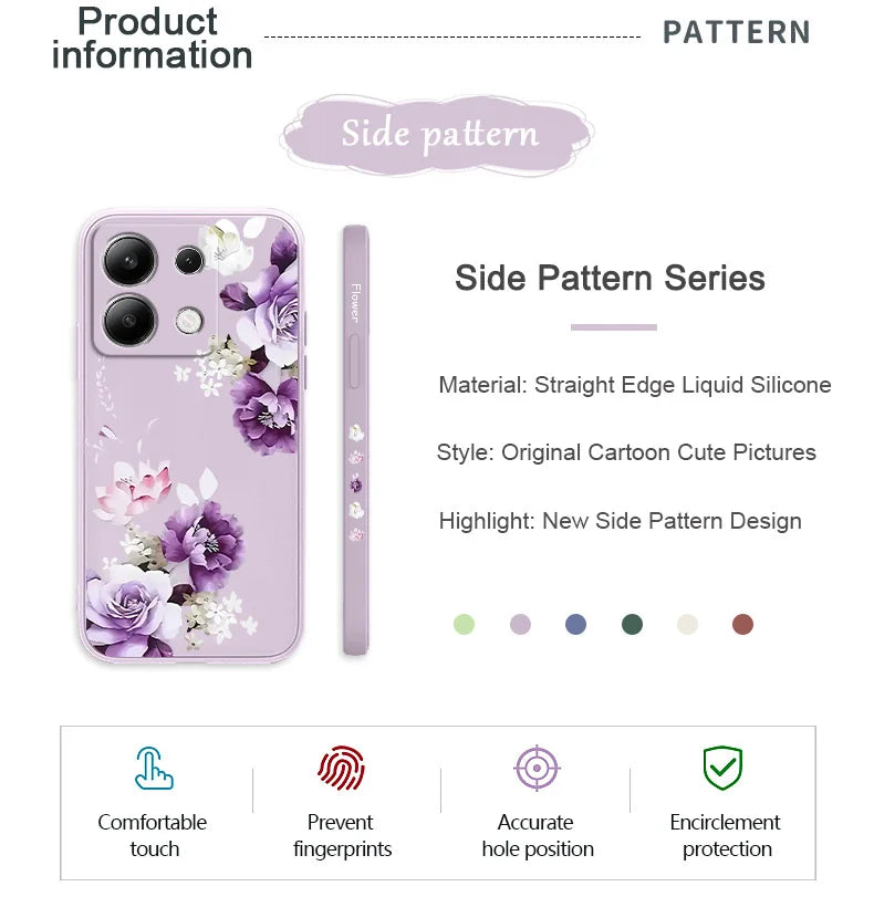 Beautiful Peony Phone Case For Xiaomi Redmi Note 14 13 12 12S 11 11S 10 10S 9 9S Pro Plus 4G 5G Liquid Silicone Cover