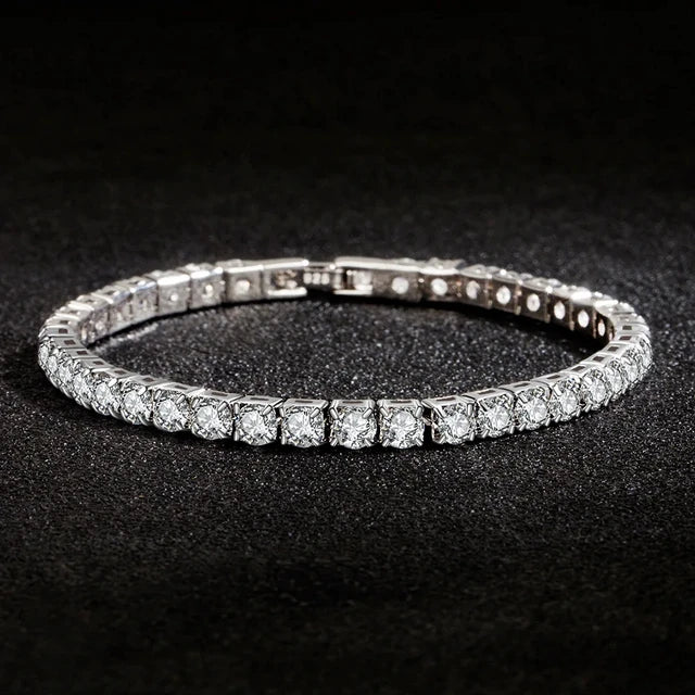 PABEYN-S925 Sterling Silver Square Tennis Bracelet for Women, Artificial Diamond Stone, Luxury Fine Jewelry Gift, Fashion Wedding, 4mm 