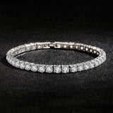 PABEYN-S925 Sterling Silver Square Tennis Bracelet for Women, Artificial Diamond Stone, Luxury Fine Jewelry Gift, Fashion Wedding, 4mm 