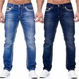 Straight Jeans Men Washed No Hole Jeans Spring Summer Boyfriend Jeans Streetwear Loose Casual Designer Long Denim Pants Trousers
