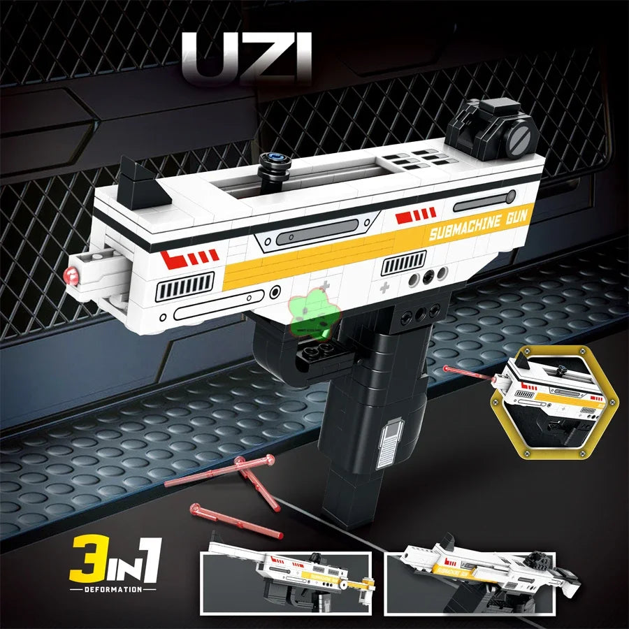 Technical Building Blocks Toys Gun Scorpion Uziel Submachine Magnum Eagle USP Pistol WW2 Military SWAT Weapon Model For Children