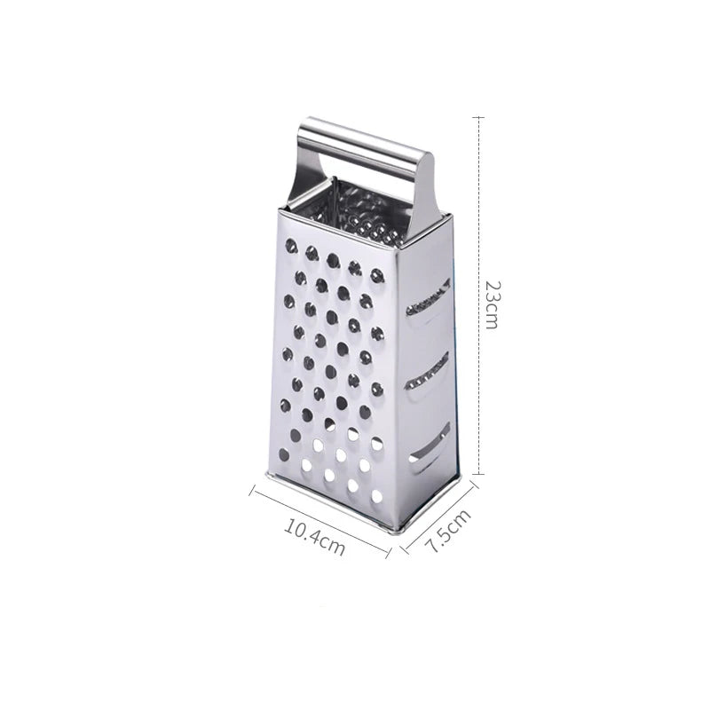 Rallador de caja de acero inoxidable de 4 cuchillas para uso doméstico, contenedor, cortador de verduras multiusos, herramientas de cocina, rebanador manual de queso