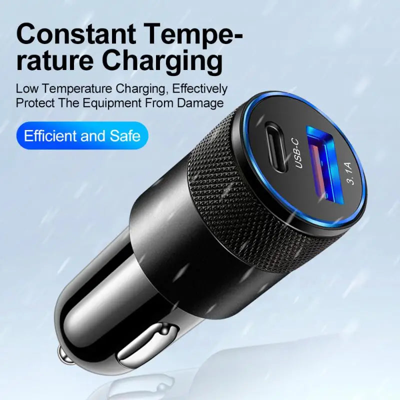 Mini USB C Car Charger 30W PD Phone Power Adapter For iPhone Xiaomi Samsung Fast Charging Cigarette Lighter Socket USB Charger
