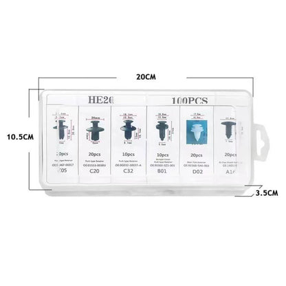 Kit de 100 clips de sujeción para coche, remaches para guardabarros, pasadores de retención para carrocería, remaches para parachoques, paneles de puerta, clips de retención para coche.